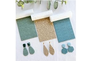 KEOKER Polymer Clay Texture Roller, 3PCS Polymer Clay Roller for Making Earrings, Like Polymer Clay Texture Sheets, Great Work with Polymer Clay Cutters (3pc Leaf All)