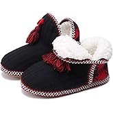 GPOS Women's Faux Cashmere Knit House Slipper Booties Cotton Quilted Warm Indoor Ankle Boots