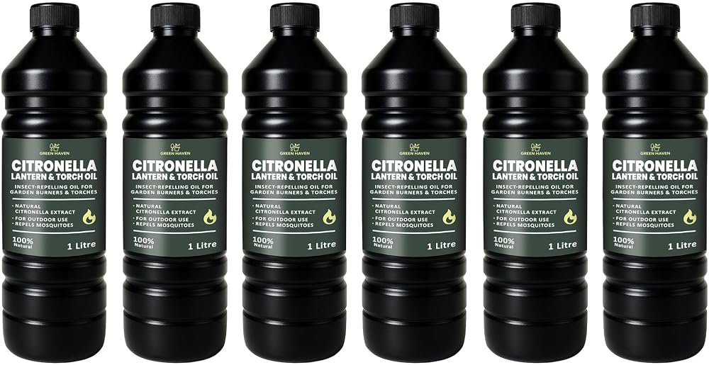 CUQOO 1L Citronella Lamp Oil for Garden Torches 6 Pack Insect Repellent