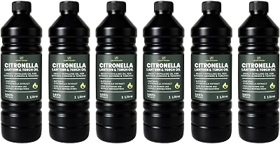 CUQOO 1L Citronella Lamp Oil for Garden Torches 6 Pack Insect Repellent