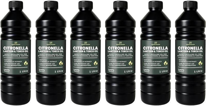 CUQOO 1L Citronella Lamp Oil for Garden Torches 6 Pack Insect Repellent