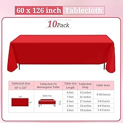REWOMC 10 Pack Polyester Tablecloth 60 x 126 Inch