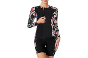 Jack Smith Womens Rash Guard 3 Piece Long Sleeve Bathing Suits for Women Zip Front Tankini Swimsuits UPF 50+