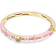 Disney Jewelry for Pink Minnie Mouse Bangle Bracelet, Yellow Flash Plated, Glitter Accent, 6.5"