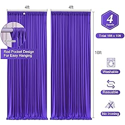 Purple Backdrop Curtains 4 Panels-Wrinkle-Free