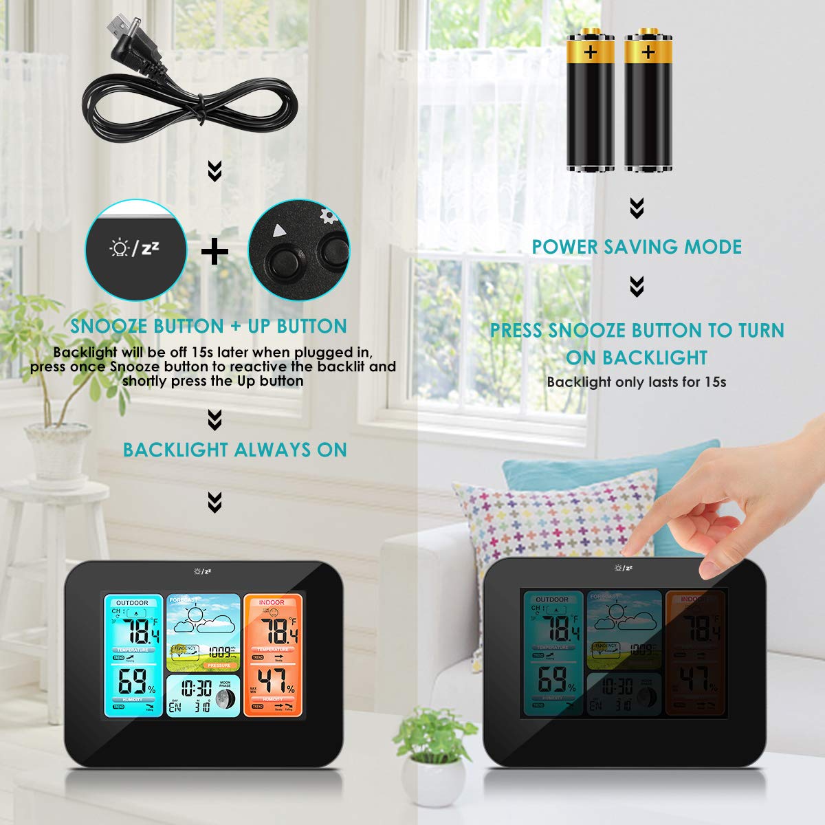 HALOFUN Weather Station, FJ3373 Wireless Indoor Outdoor Thermometer