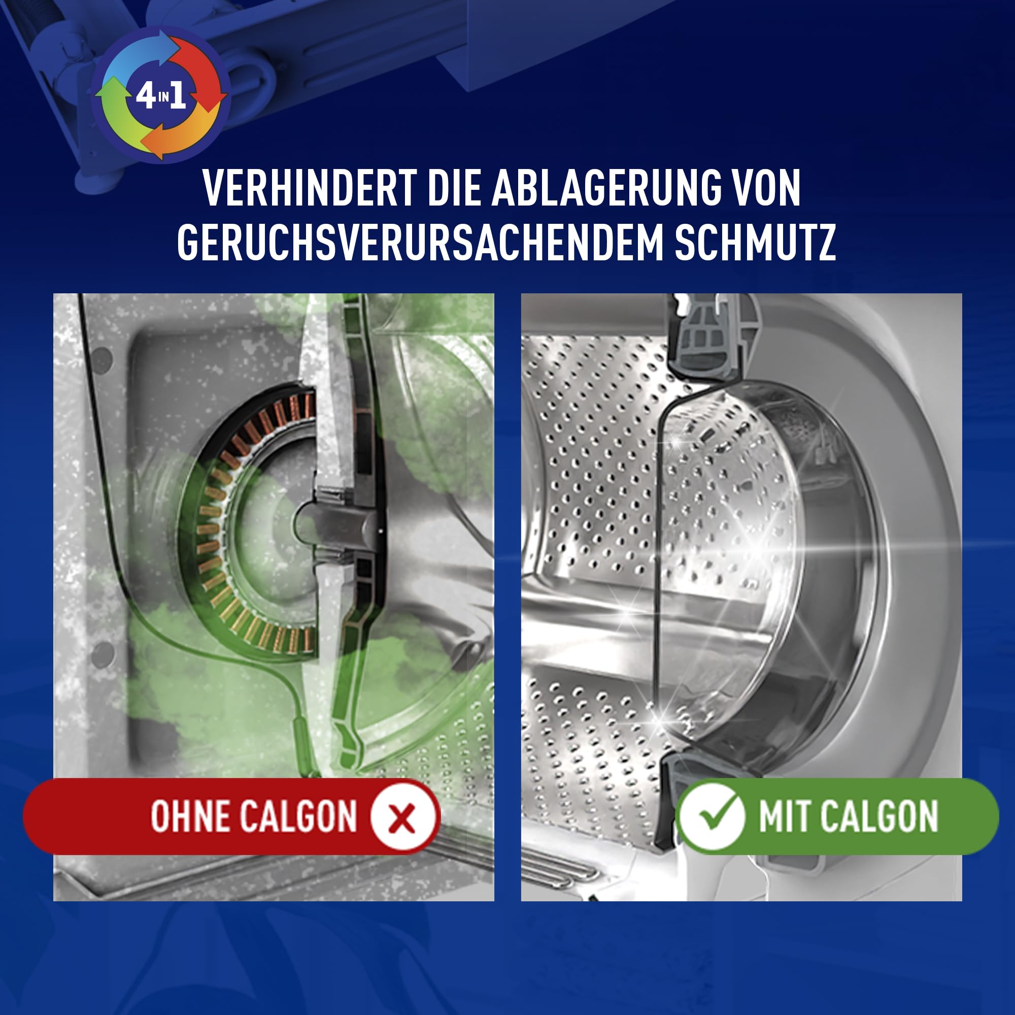 Calgon 4-in-1 Power Pulver – Wasserenthärter gegen Kalkablagerungen, Schmutz und Korrosion in der Waschmaschine – Beugt unangenehmen Gerüchen vor – 1 x 1,3 kg 8