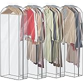 Zilink Breathable Fur Coat Storage Bags 60" Dress Bags for Gowns Long Mink Coat Storage Bag for Hanging Clothes with 10" Gussted Wrinkle Free for Leather Jacket Fur Puffy Dress, Set of 4
