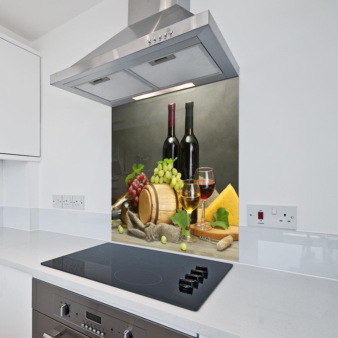 Cheese & Wine Printed Glass Splashback (900mm width x 750mm height