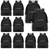 Jexine 10 Pcs Backpacks in Bulk 16.5 Inches Back Pack Basic Backpack for Adult Lightweight Outdoor Travel Book Bags(Black)
