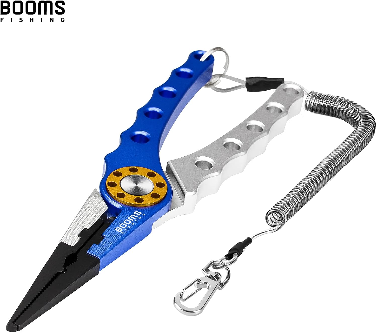 Booms Fishing X1 Aluminum Fishing Pliers Hook Remover Braid Line Cutting and Split Ring with Coiled Lanyard and Sheath : Sports & Outdoors