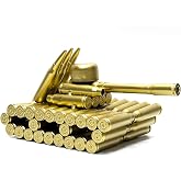 Lovisun Bullet Shell Military Vehicle Sculptures - Handmade Tank, Airplane, Warship Metal Art Decor for Home, Office, Study Room for Men, Veterans (95 Tank)