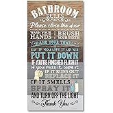 Hanging Bathroom Rules Decor Sign, Hanging Bathroom Wood Sign Decor