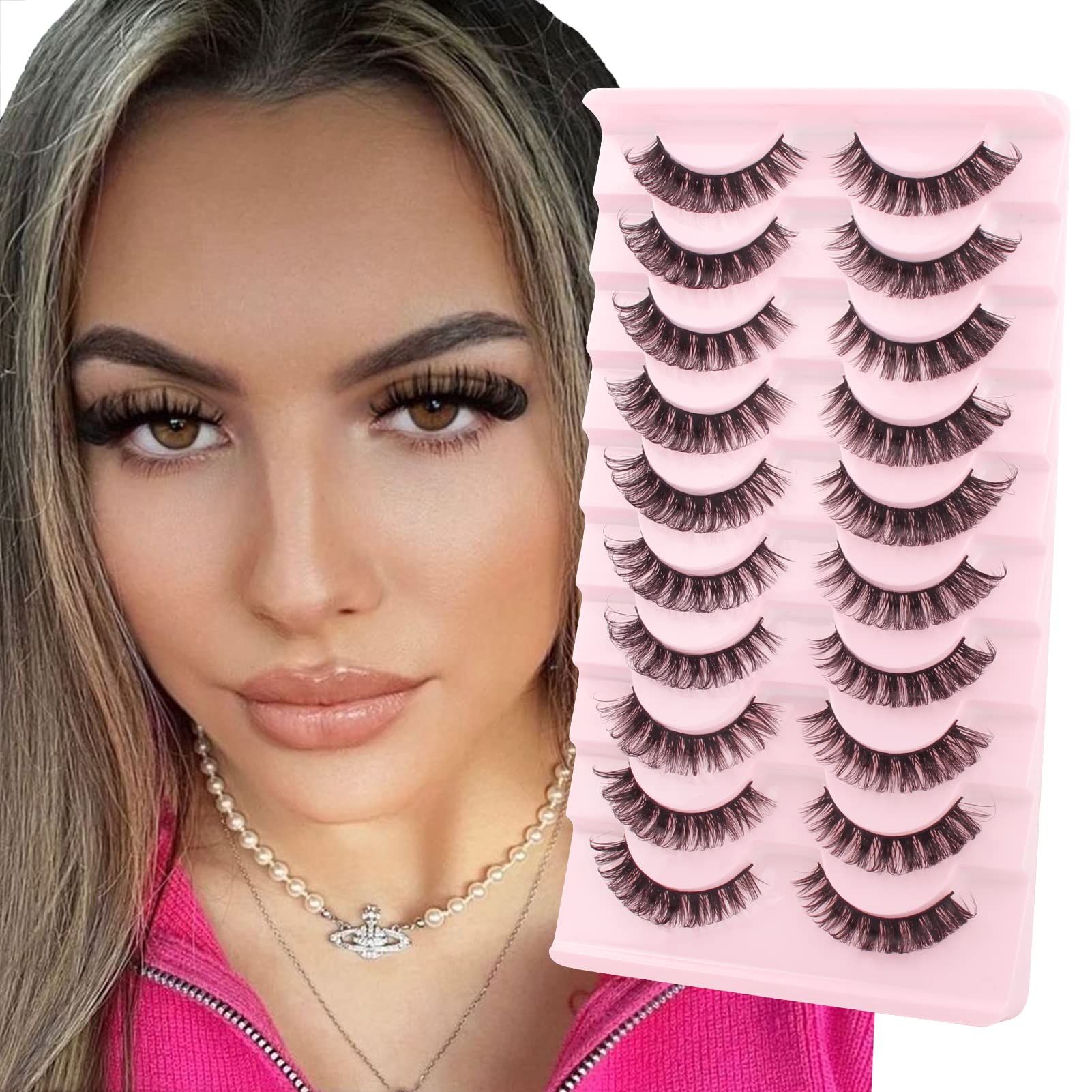 Parriparri Eyelashes Russian Strip Lashes 10 Pairs Curly False Lashes D Curl Volume Strip Lashes Natural Fluffy Thick Fake Lashes — image 1