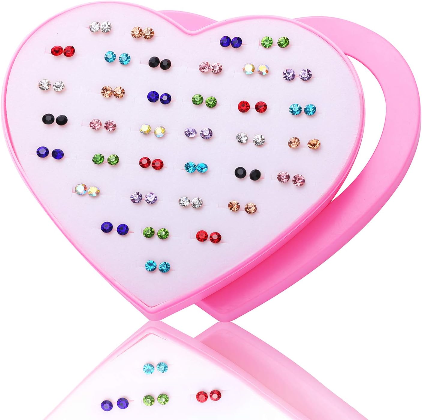 Royal amoyy36 Hypoallergenic Stud Earrings Set for Girls and Women with Heart Shape Gift Box,Colorful Ear Stud Set, Vivid Colors and Multi-styles
