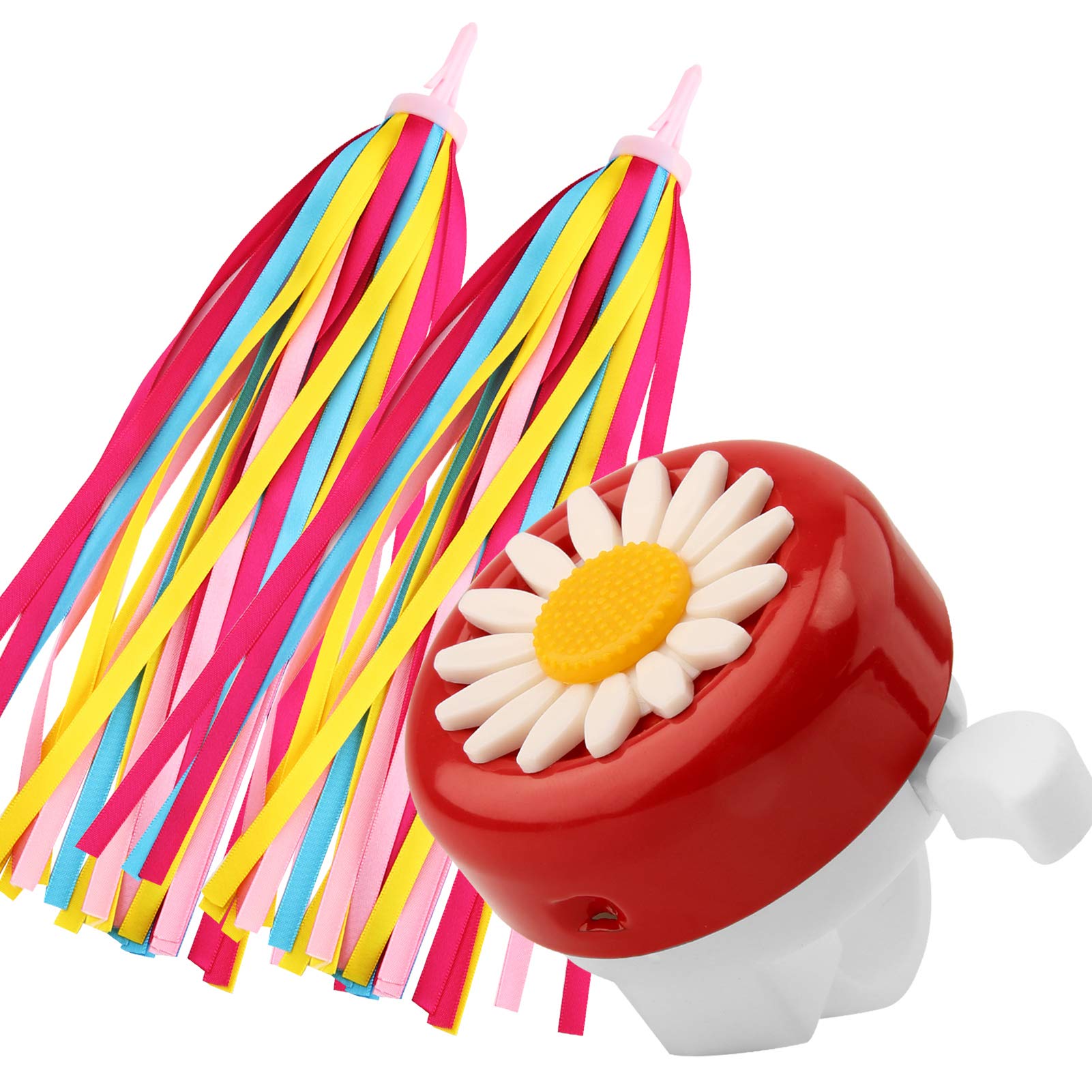 Paliston Kid's Bike Bell Bicycle Bell for Girls Bike Horny Toddler Bike Bells with Streamers Red White