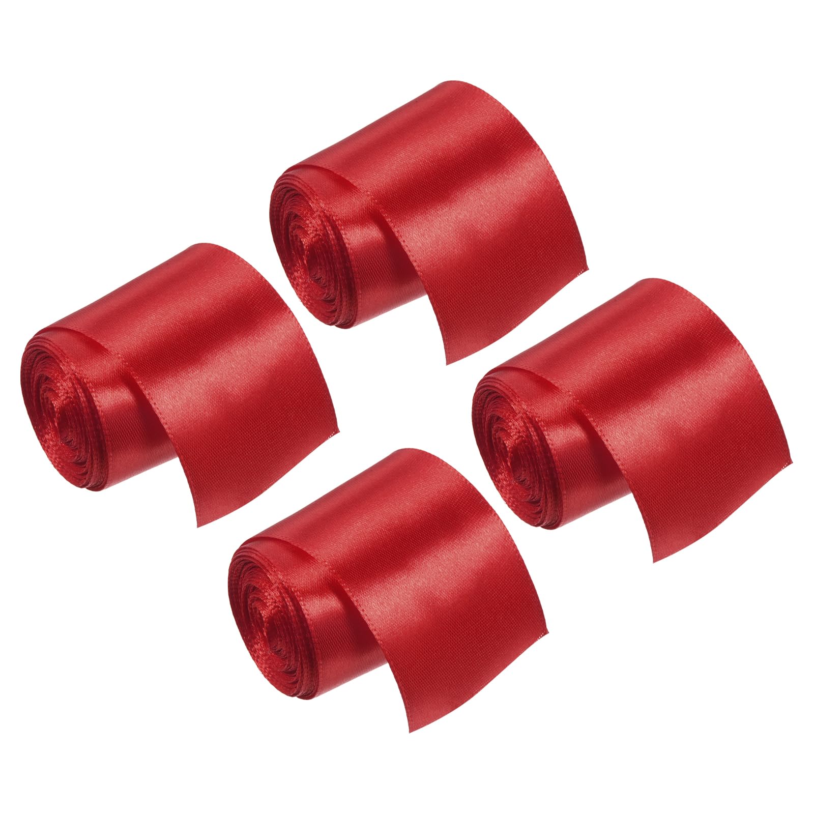 M METERXITY 4 Pack Finish Line Satin Ribbon - Durable Polyester Fabric Tape, Apply to Athletics Running Matches/Marathon Races (1.97", 26ft, Red)