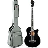 Best Choice Products Acoustic Electric Bass Guitar, Full Size 4 String, Fretted Bass Guitar w/Padded Gig Bag - Black