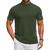 COOFANDY Mens Mock Turtleneck Shirts Short Sleeve Casual Basic T-Shirts Ribbed Solid Pullover Tops