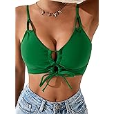 Herseas Women’s Sexy Bikini Top Lace Up Front Bathing Suit Tops Push Up Cutout Swim Suits Tops Only 2026 Beach Wear