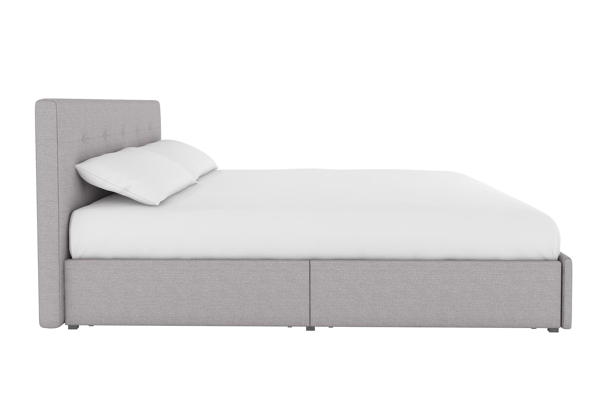 DHP Rose Upholstered Bed with Storage, Gray Linen, Queen (