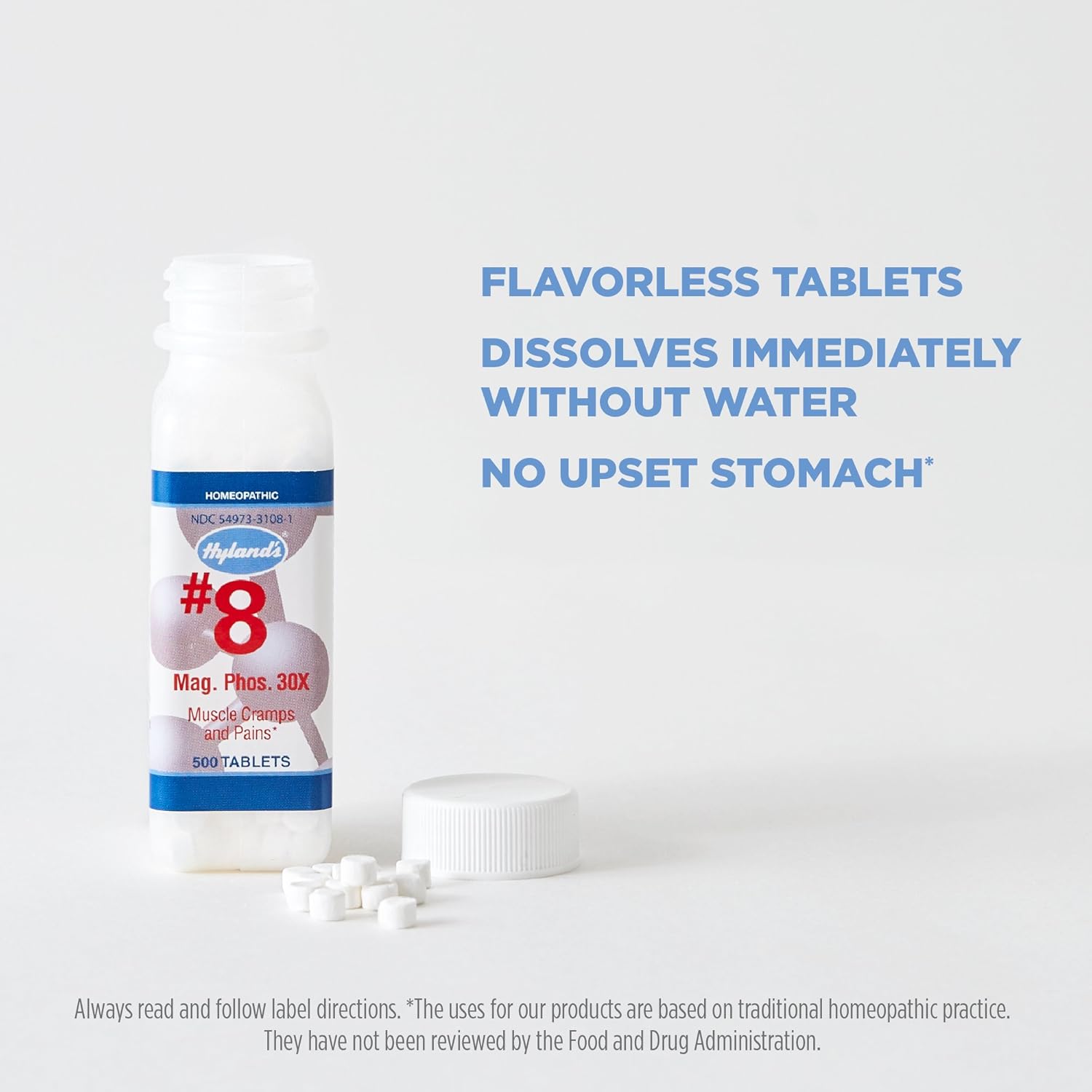 PMS Relief, Natural Homeopathic Relief of Menstrual Pain and Muscle Cramp Symptoms by Hyland's, Muscle Relaxer, Quick Dissolving #8 Cell Salt Magnesia Phosphoric 30X Tablets, 500 Count: Beauty