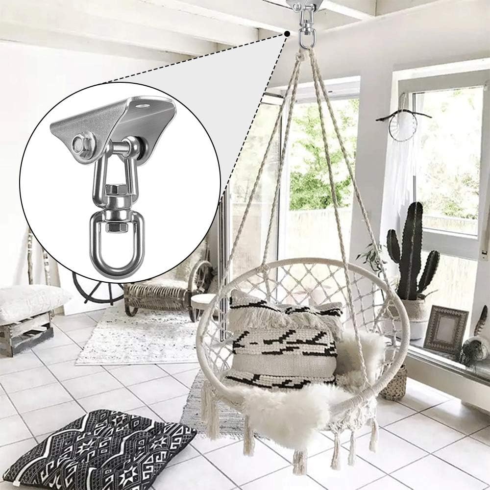 QLG&S Tree Swing Hammock Hardware Kit Yoga 360° Swivel Toys Heavy Duty Outdoor Tire Swing Chair Hanging Climbing Accessories for Patio Porch Gym Bar Playground: Home Improvement