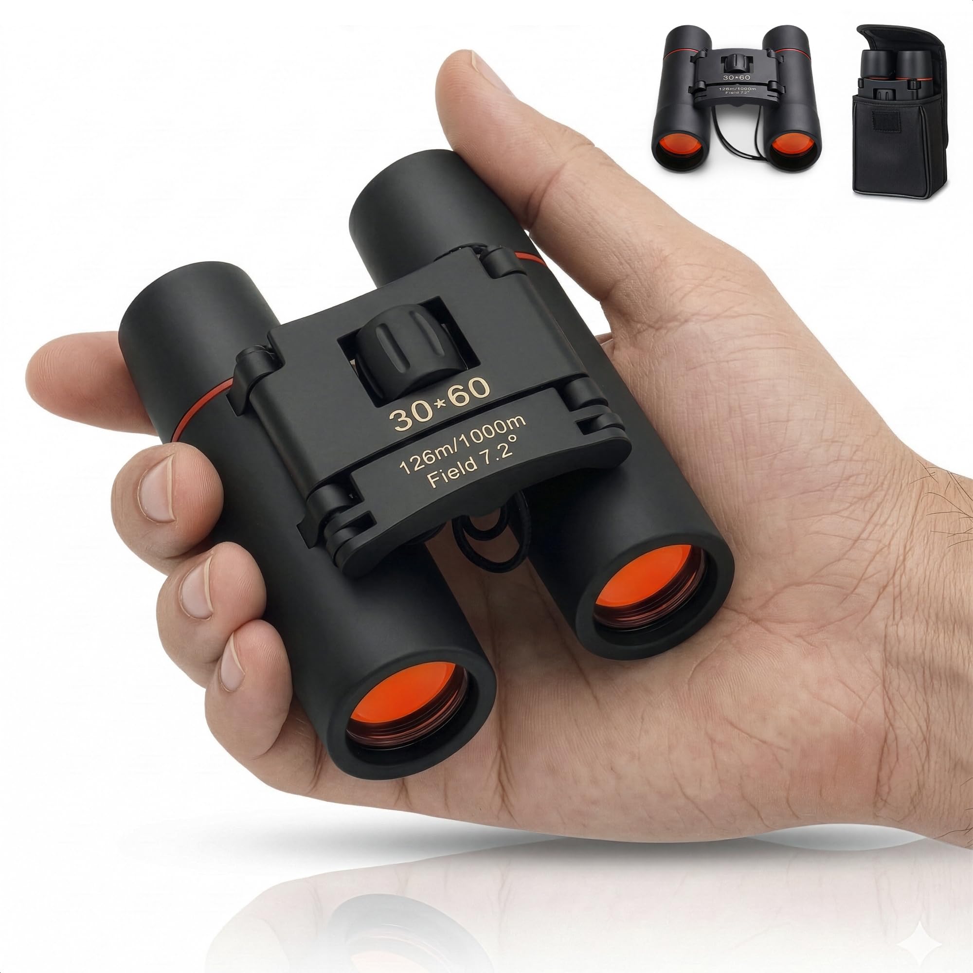 Small Binoculars for Adults – 7x Magnification, Pocket Size Portable Design with Storage Bag, Not Night Vision – Easy Focus Mini Binoculars for Adults Travel, Birdwatching & Close-to-Mid Range Viewing