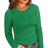 Chulianyouhuo Women Plus Size Tops Long Sleeve Ribbed Knit Shirts Fall Fitted Basic Tee Going Out Tops Casual Outfits