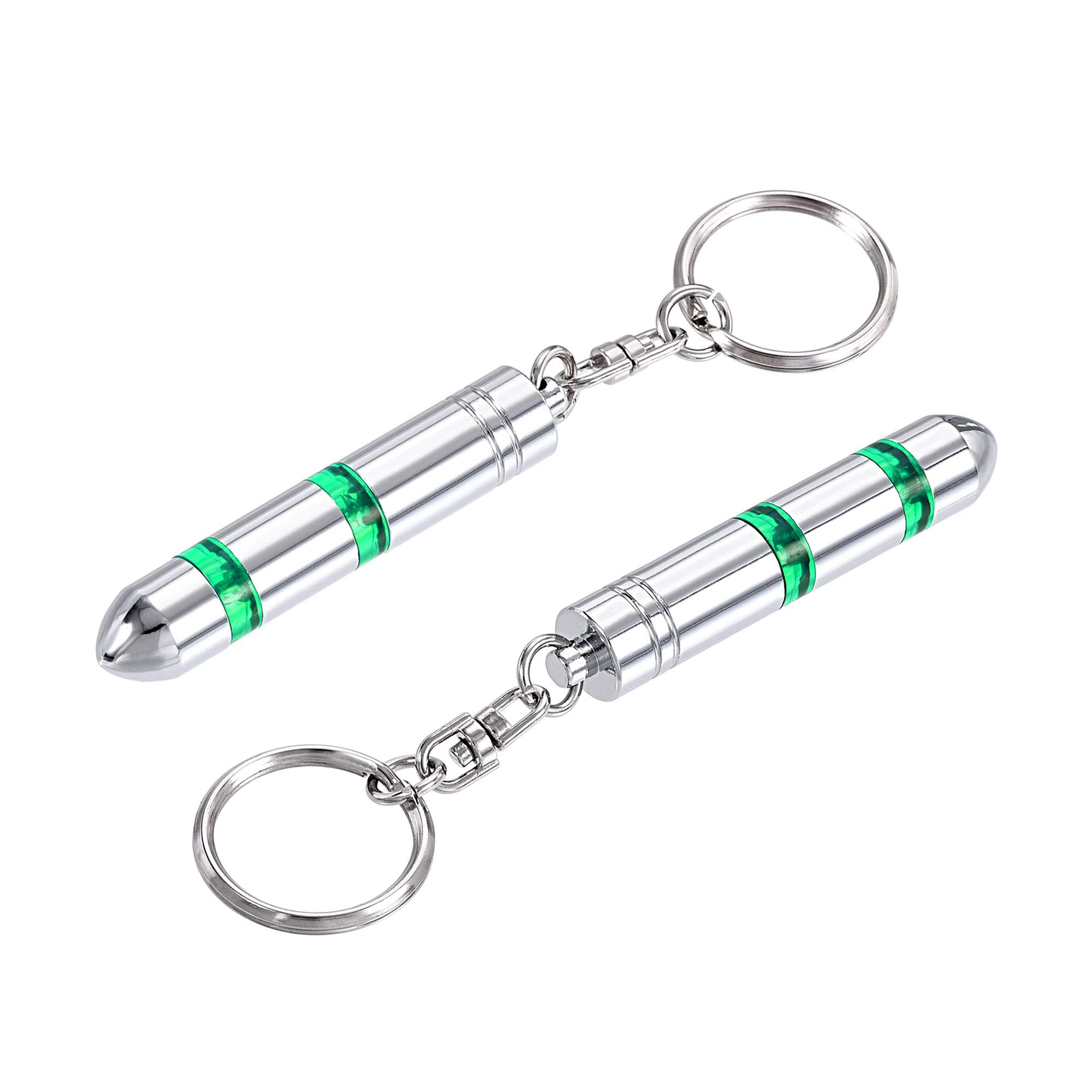 sourcing map Anti-Static Keychain Static Secondary Electricity Discharge ESD Keyring, Surface Chromed, Magnetic Head. (Green, 2pcs)