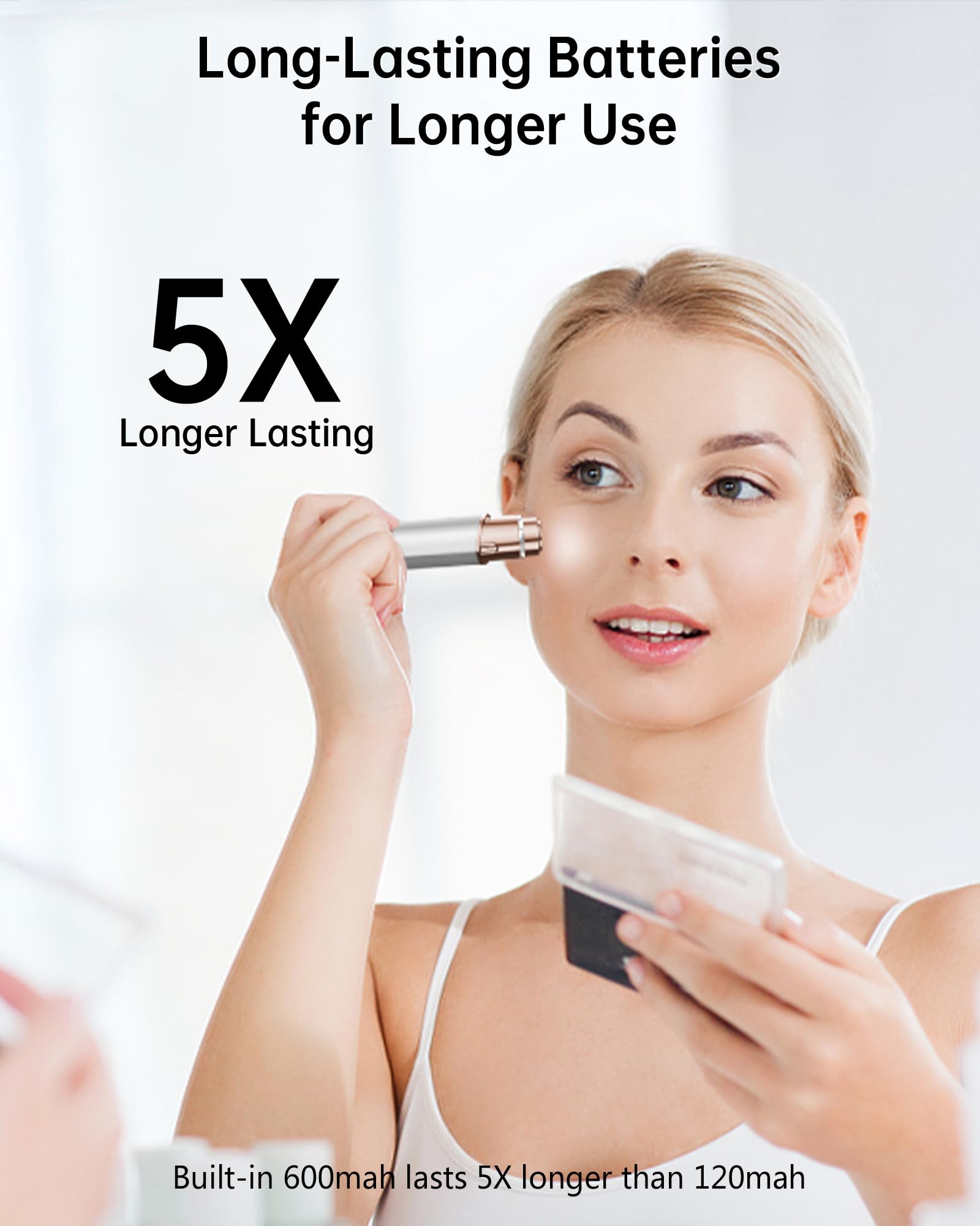 KEESON Facial Hair Removal for Women, 2-in-1 Electric Eyebrow Trimmer with LED Light, Rechargeable Hair Removal Device Face Shaver Facial Hair Remover for Women Face, Lip, Peach Fuzz (White)