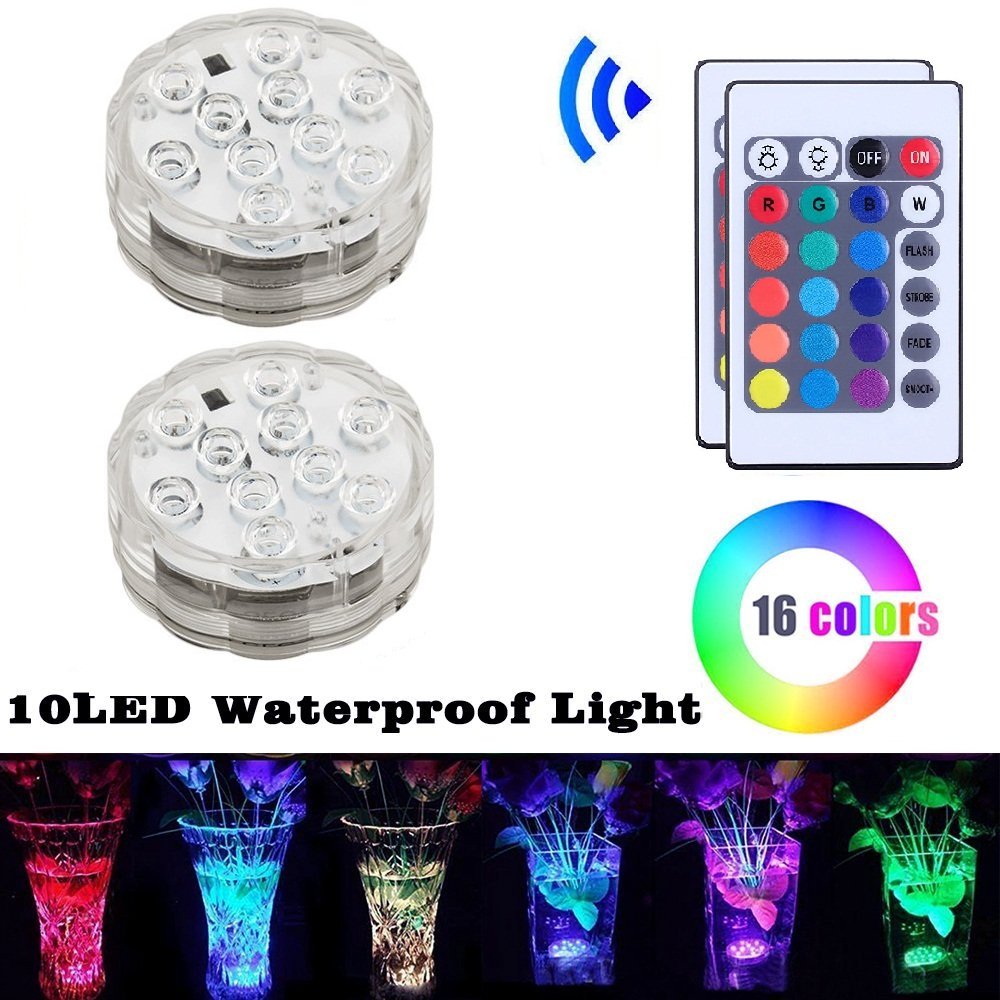 Allescool Luci sommergibili a LED ,Luce Subacquea con Telecomando RGB ,Mini Vaso Floreale Base Luce, Multicolor Pond Nuoto Decorazione con Decorazione di Partito 2 pezzi (galleggiante)