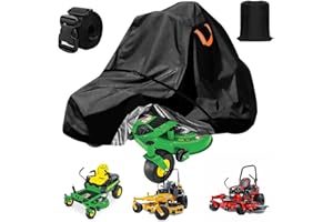 AIBILEY Zero-Turn Lawn Mower Covers,Waterproof Outdoor Riding Mower Cover,Fits up to 60" Decks Rider Lawnmower Storage Cover Accessories,Heavy Duty Anti-UV 600D Polyester Tractor Cover, Buckle Strap