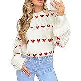 Yimoon Valentine Heart Sweater for Women Cute Long Sleeve Crewneck Chunky Knitted Pullover Sweaters