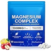 8-in-1 Magnesium Complex 90 Capsules, 1000mg with Magnesium Glycinate, Citrate, Malate, Taurate, Easy Absorption for Health, Energy, Non-GMO, Vegan