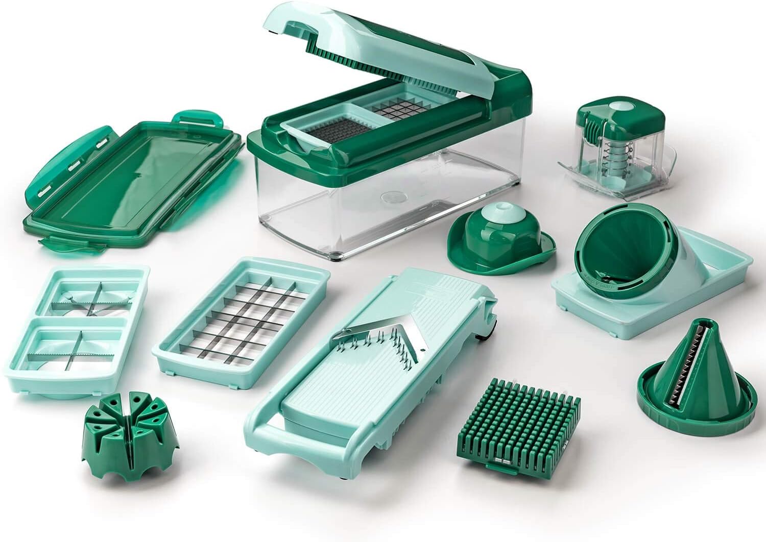 Genius Nicer Dicer Fusion Smart Julietti | Mint-Grün | 16 Teile | Alles-Schneider | Reiben | Julienne | Spiralen | Hobeln | Würfeln | Schneid-Gerät | Bekannt aus TV | NEU