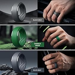 Egnaro Men's Silicone Rings 10mm Wide 2.5mm