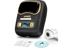 vretti Label Maker Machine with Tape, 2 Inch Labels Printer, K2 Bluetooth Label Makers, Thermal Labeler for Clothes Address Barcode Logo Waterproof, Easy to Use, Fits Office Home School Gift - Black