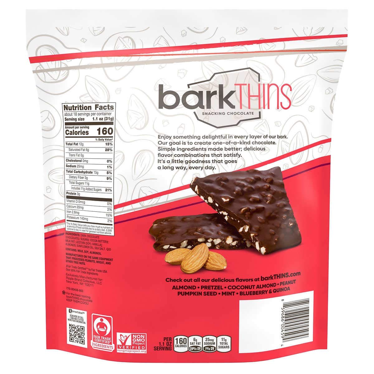 barkTHINS Bark Thins Almond Snacking Chocolate Dark Dark Chocolate 20.0 Ounce - view 2