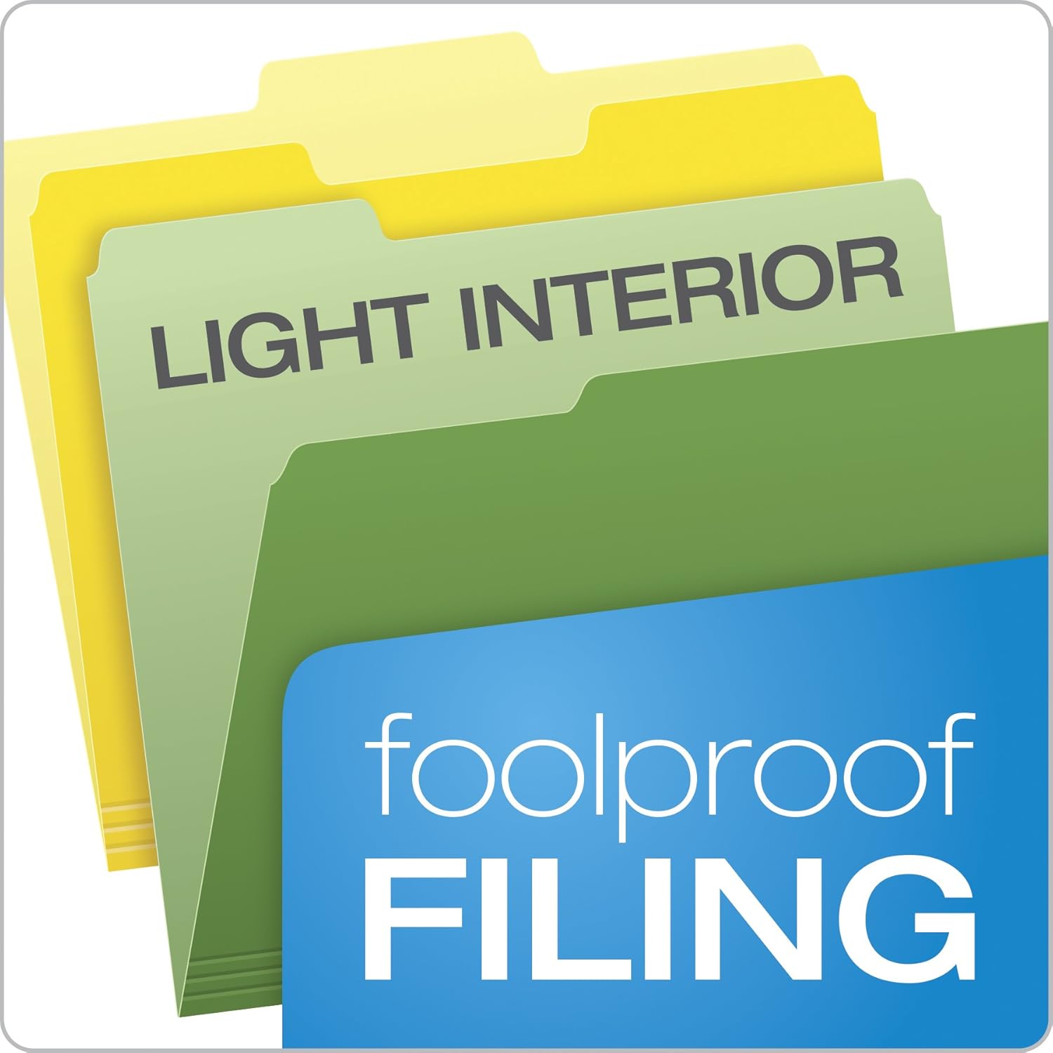 Pendaflex Two-Tone Color File Folders, Letter Size, Assorted Colors (Bright Green, Yellow, Red, Blue), 1/3-Cut Tabs, Assorted, 36 Pack (03086), 4-Color : Office Products