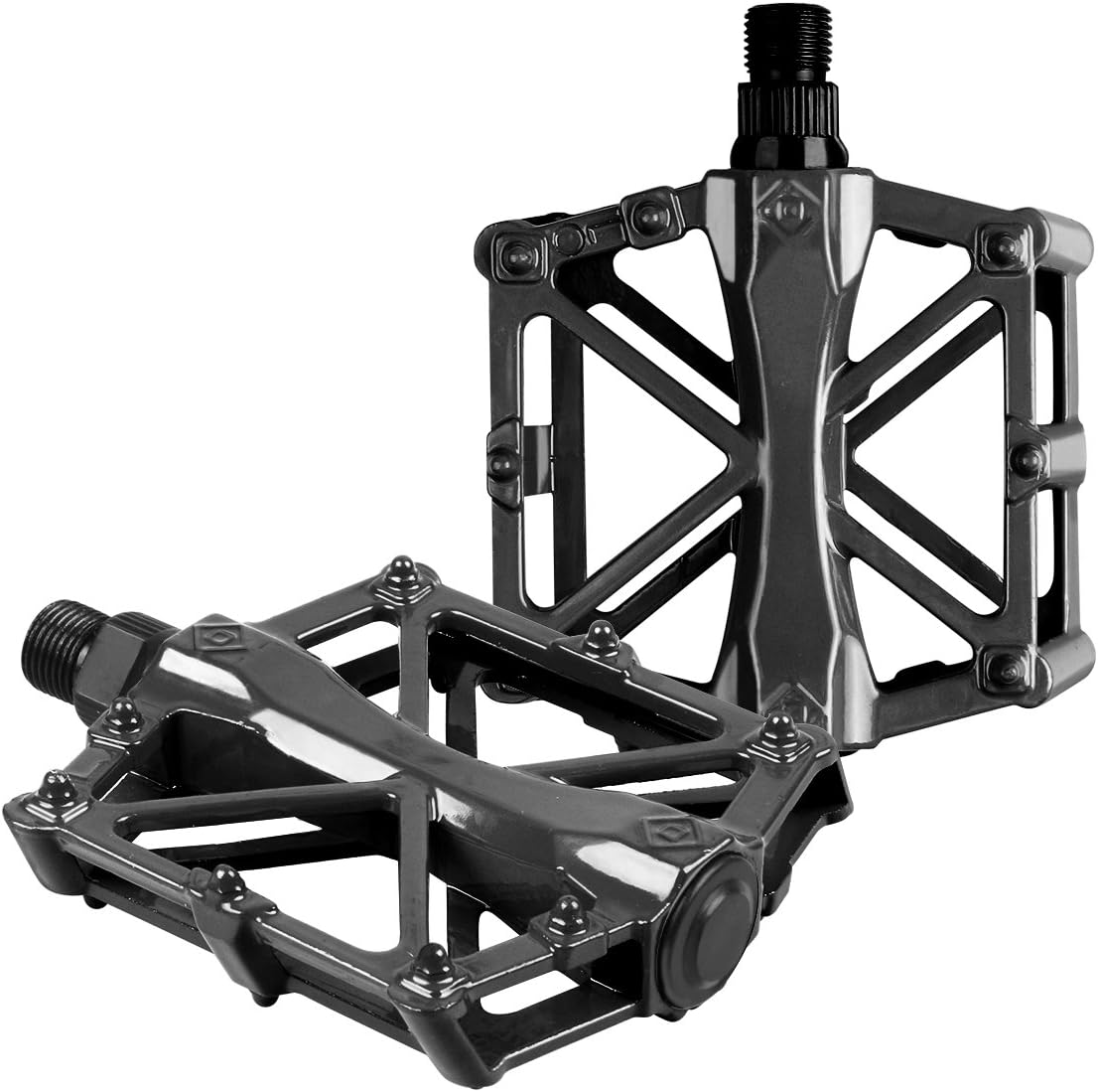 Bike pedals - Mountain Bike Pedals - Aluminum CNC Bearing Bicycle Pedals - Road Bike Pedals with 16 Anti-skid Pins - Lightweight Platform Pedals - Universal 9/16" Bike Pedal for BMX/MTB Bike