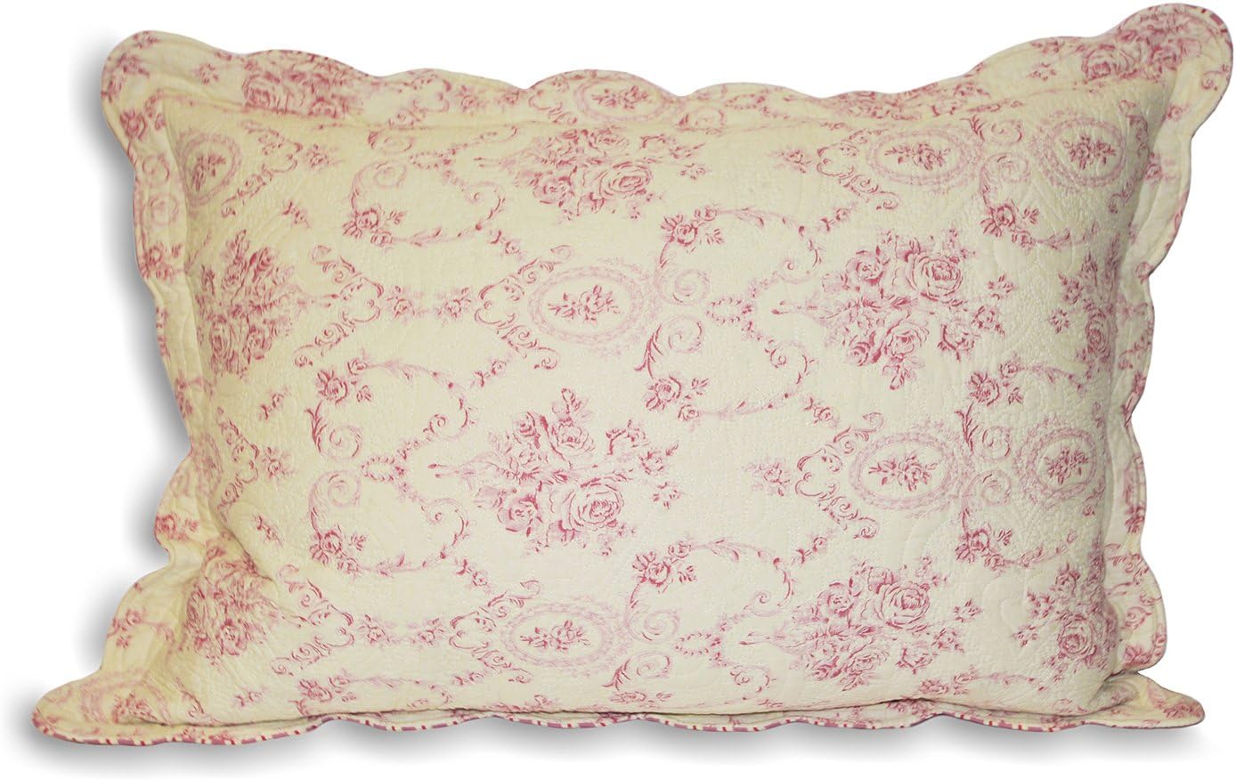 Paoletti Etoille Toile De Jouy Cotton Pillow Sham Cream Pink 50