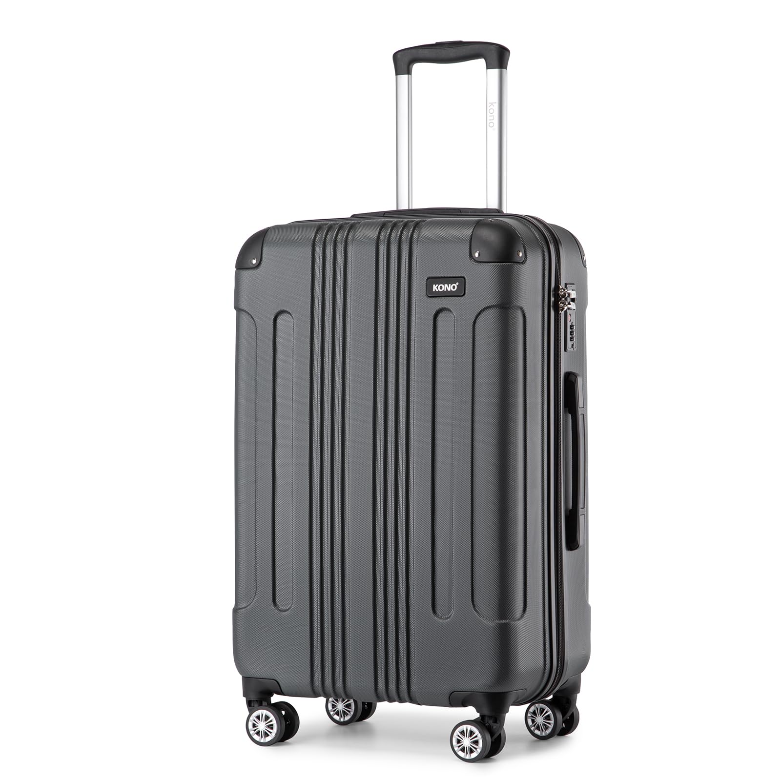 Kono 28 Inch Large Hard Shell Luggage ABS+PC Lightweight Suitcase with 4 Wheels Spinner Business Trip Trolley Case Suitcase (Grey)