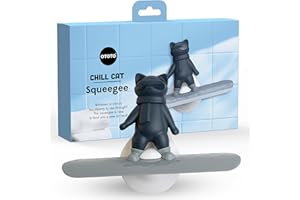 OTOTO Chill Cat Squeegee - Cute Kitchen Accessories, Cute Bathroom Decor, Black Bathroom Accessories, Shower Accessories, Shower Squeegee for Glass Doors, Small Bathroom Squeegee, Cat Gifts