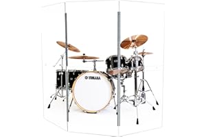 Portable Drum Shield | 3 Panels 2ft x 5ft | Factory-Installed Full-Length Stainless Steel Hinges | Acrylic Drum Sound Barrier