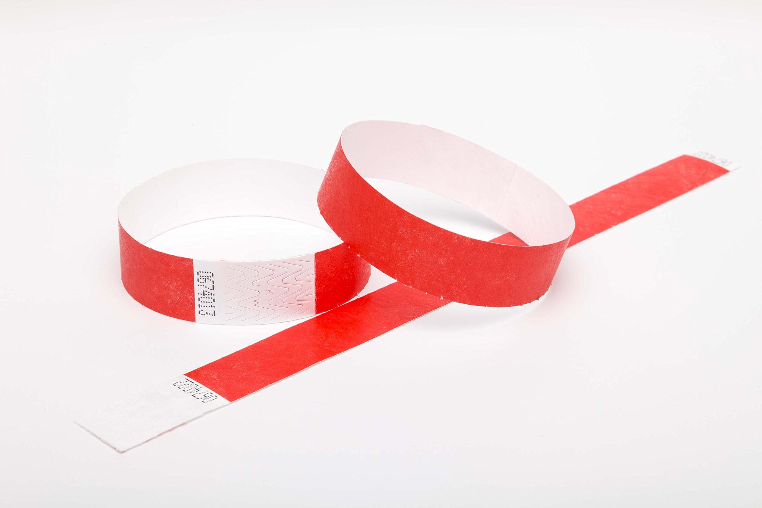100 RED Tyvek Wristbands