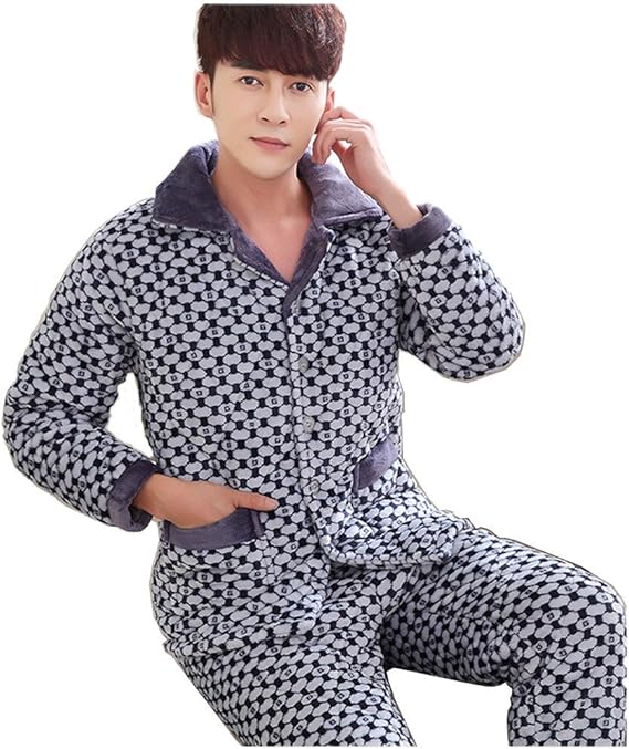 Amazon メンズ パジャマ 長袖 快眠ナビ 保温 冬新品 上下セット 紳士 パジャマ 前開き 男性用 男の子 ルームウェア 入学 転勤 出張 長袖 ルームウェア モコモコ ルームウェア メンズ ルームウェア 上下セット 冬用 ふわふわ あったかパジャマ 部屋着 大きいサイズ