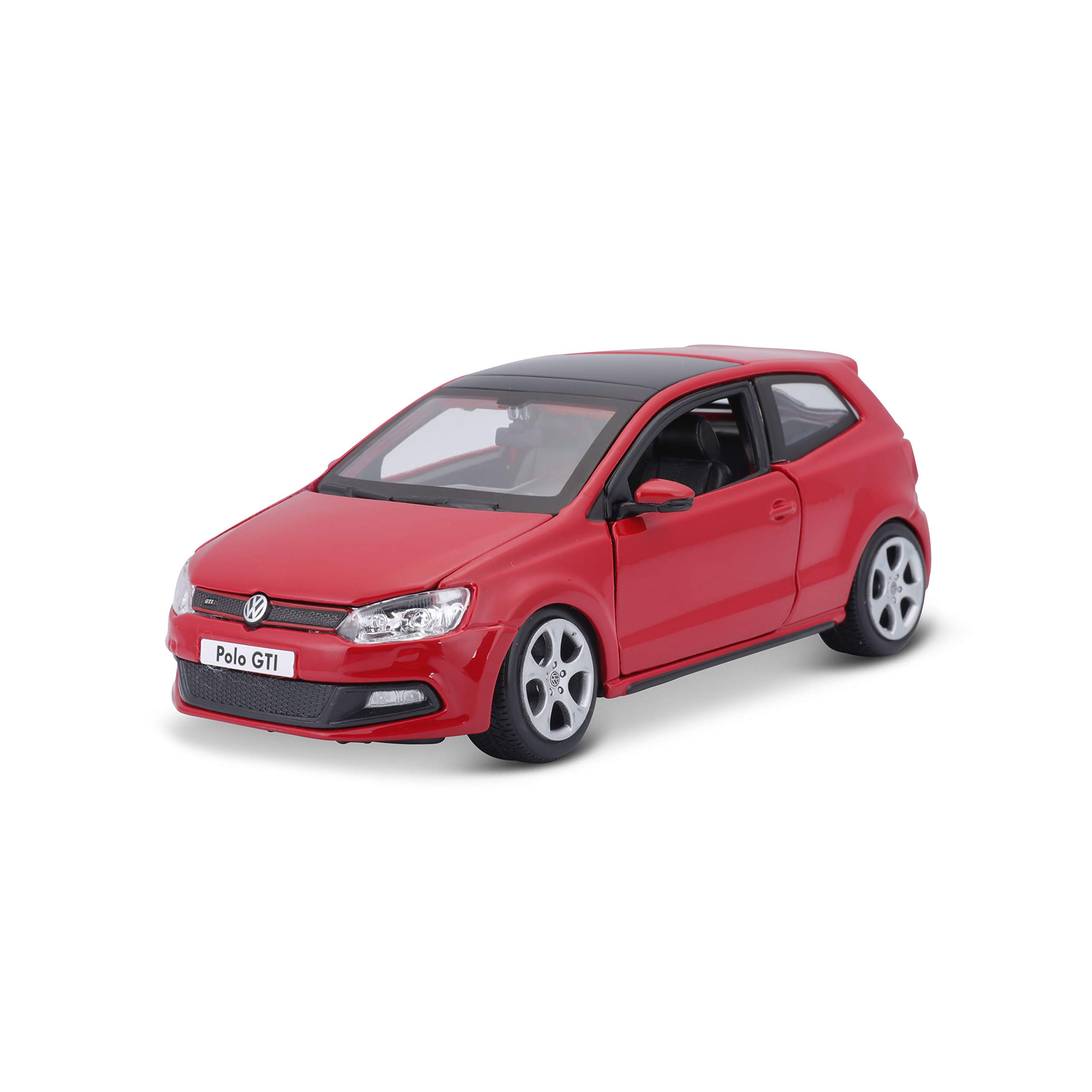 Bburago VW Polo 5 GTI: 1:24 Scale Model Car, Doors and Bonnet for Opening, Steerable, 19 cm, Red (18-21059)