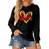 JDyymiys Football Sweatshirt Women Game Day Sweatshirts Football Team Fans Pullover Shirt Heart Graphic Long Sleeve Tops