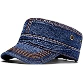 Malaxlx Military Cadet Army Cap for Men Women – Washed Cotton Vintage Adjustable Flat Top Hat